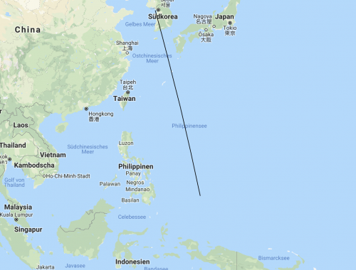 Flugstrecke nach Palau
